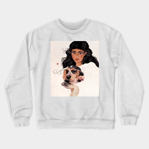 Girl and dog Crewneck Sweatshirt by valentyna mohylei